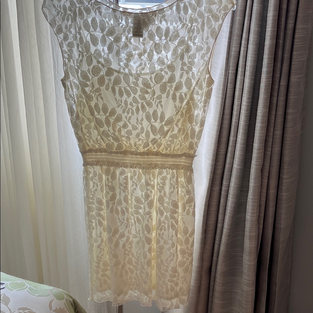 Studio M Cream Lace Dress with Leaf Motif